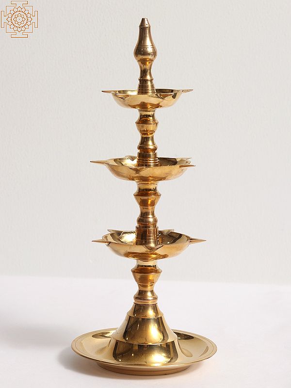 11" Brass Kumbakonam Traditional Three Layer Oil Lamp