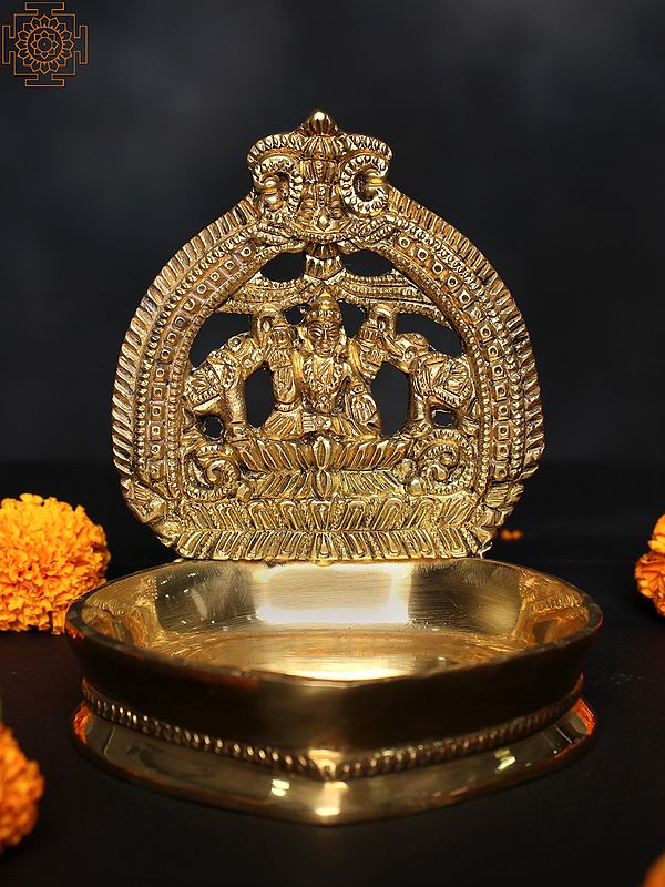 5" Small Gajalakshmi Lamp In Brass