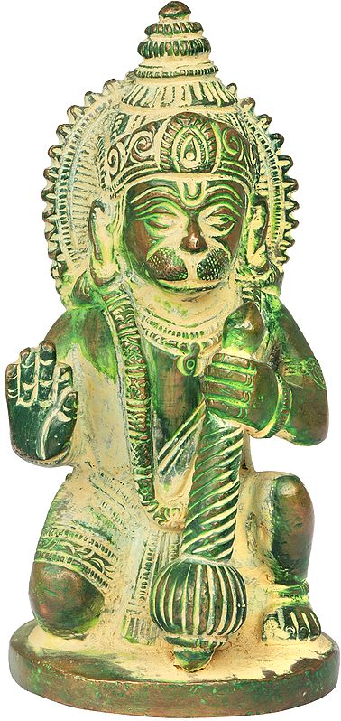 4" Small Seated Small Hanuman Sculpture in Brass