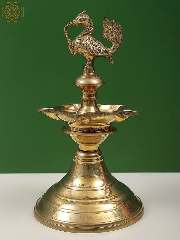 7" Peacock Lamp (Annam Lamp) In Brass | Handmade | Made In India