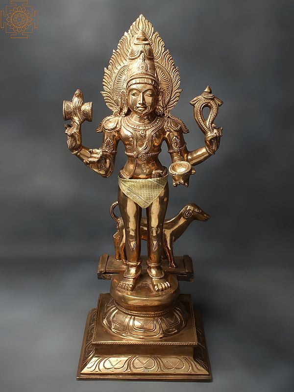 23" Shiva Manifested as Bhairava | Madhuchista Vidhana (Lost-Wax) | Panchaloha Bronze from Swamimalai