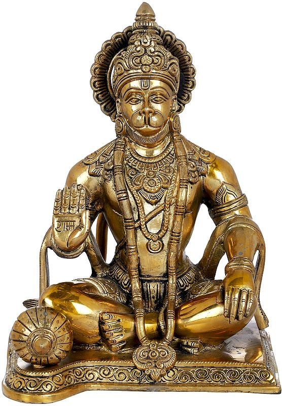 9" Blessing Hanuman In Brass
