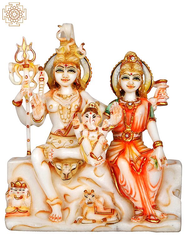 Shiva Family Carved in Marble
