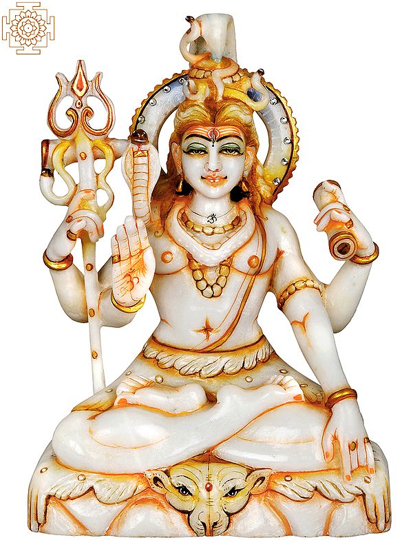 10" Marble Four Armed Blessing Lord Shiva