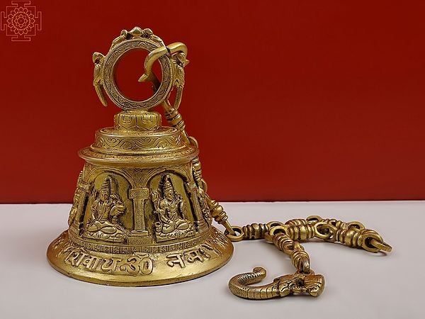 8" Lord Shiva Temple Bell (Big) In Brass