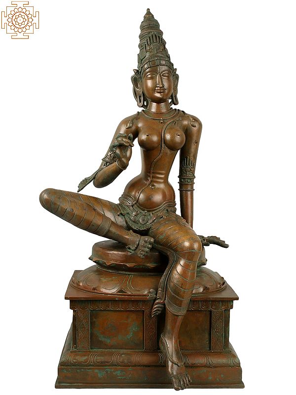 29" Large Superfine Devi Uma (Parvati) | Handmade | Madhuchista Vidhana (Lost-Wax) | Panchaloha Bronze from Swamimalai