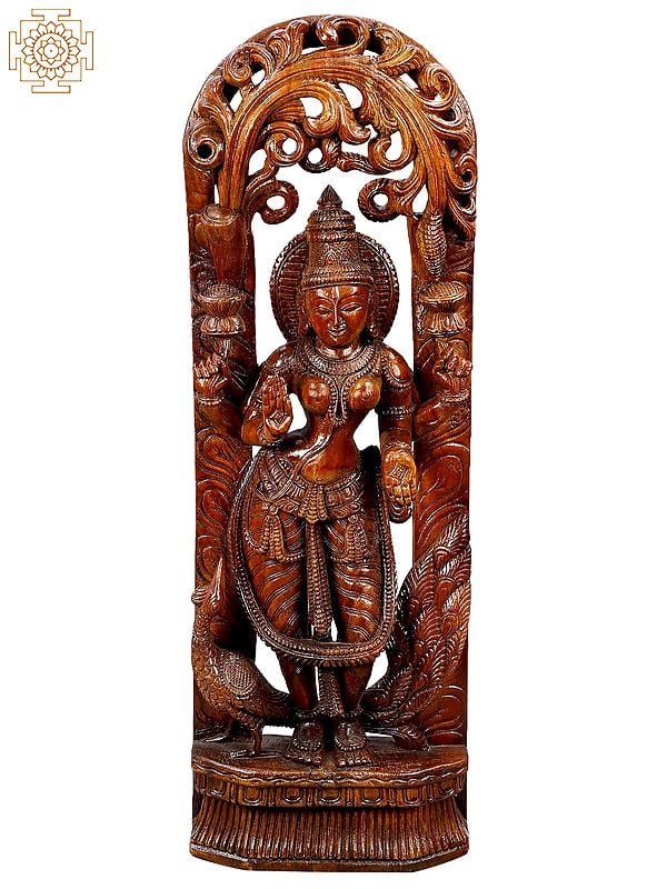 36" Large Vintage Wooden Goddess Lakshmi