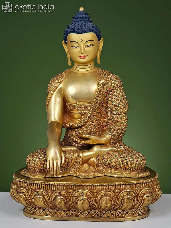 Superfine Nepalese Bhumisparsha Buddha | Copper with 24 Karat Gold