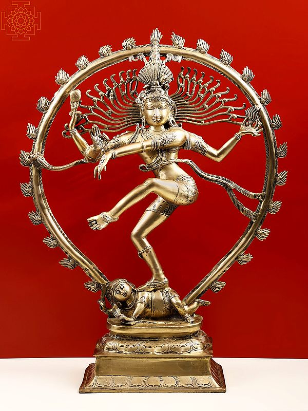 35" Large Size Lord Shiva As Nataraja In Brass | Handcrafted In India