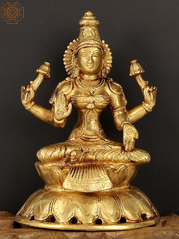 8" Vishnu's Consort In Brass | Handmade | Made In India
