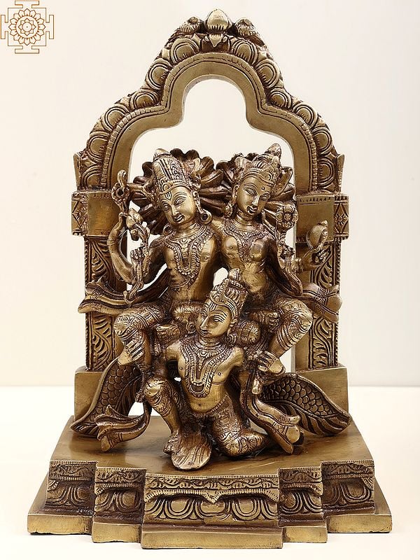 12" Lakshmi-Narayana on Garuda in Brass | Handcrafted In India