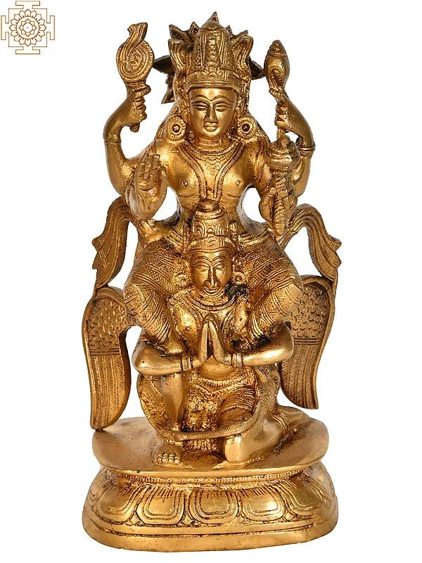 7" Lord Vishnu on Garuda In Brass | Handmade | Made In India