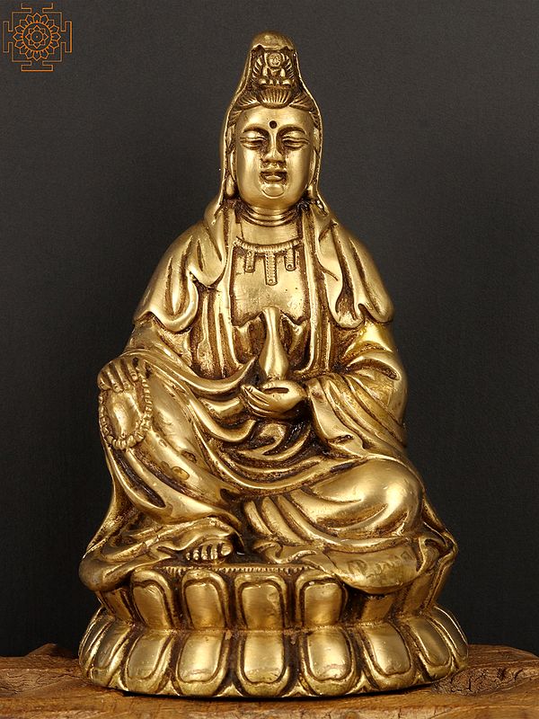 6" Small Quan Yin In Brass | Handmade | Made In India