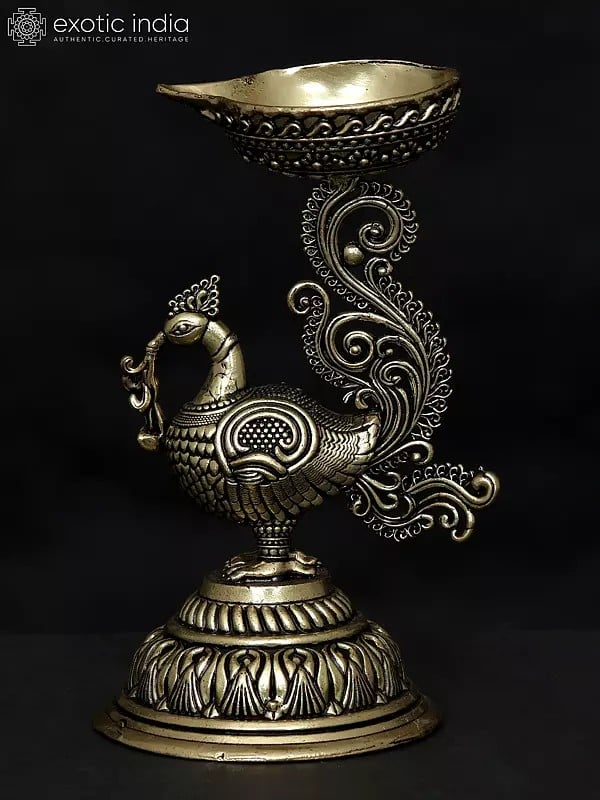 5" Small Superfine Peacock Diya in Brass