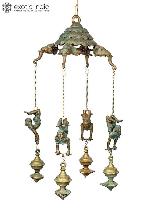 42" Elephant Design Hanging Ladies Lamp in Bronze