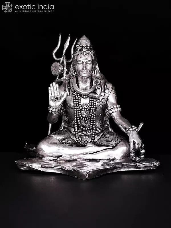 Small Superfine Blessing Lord Shiva | Silver Plated Brass Statue | Multiple Sizes