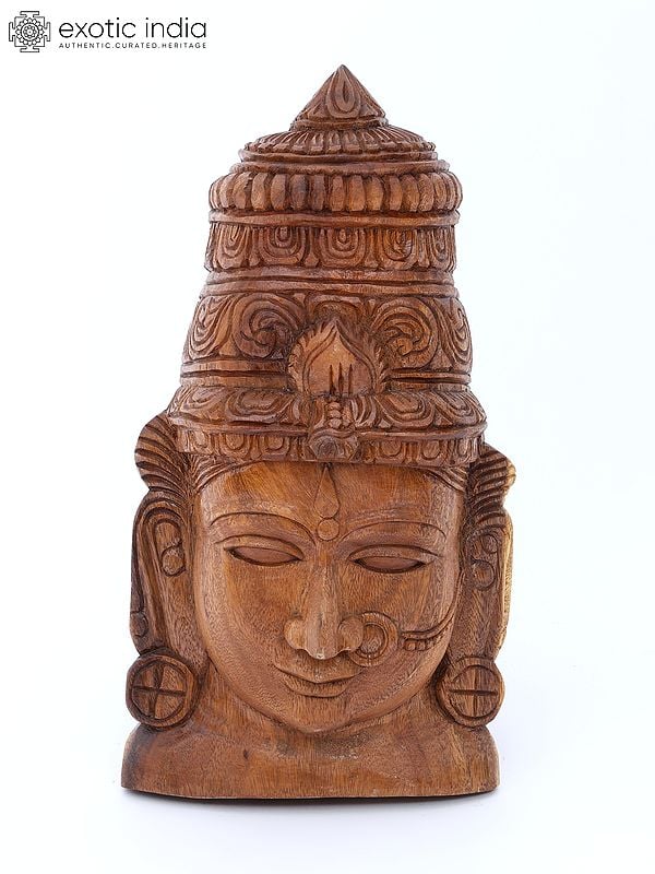 18" Goddess Parvati Wall Hanging Head | Wood Carving