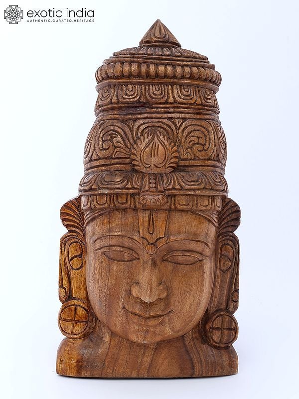 18" Lord Vishnu Wall Hanging Head | Wood Carving