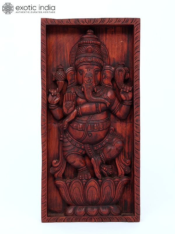 24" Nritya Ganapati | Wall Hanging Wood Panel