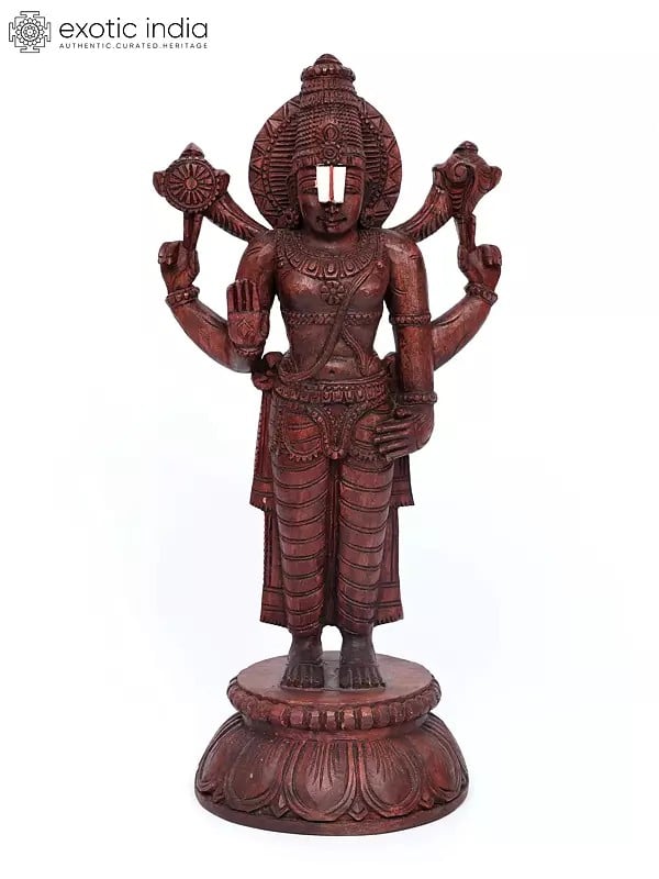 24" Lord Tirupati Balaji (Venkateshvara) | Wood Carved Statue