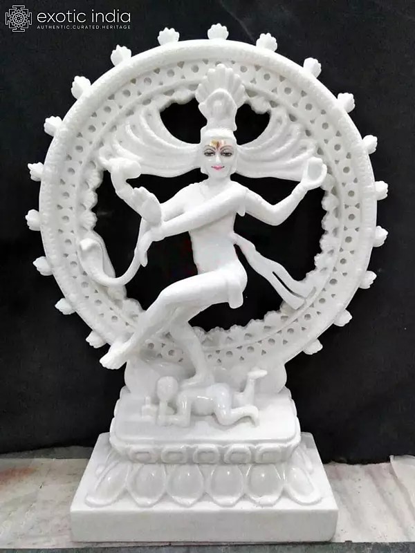 30" Lord Shiva As Nataraja Vietnam Marble Idol | Hand Carved Statue