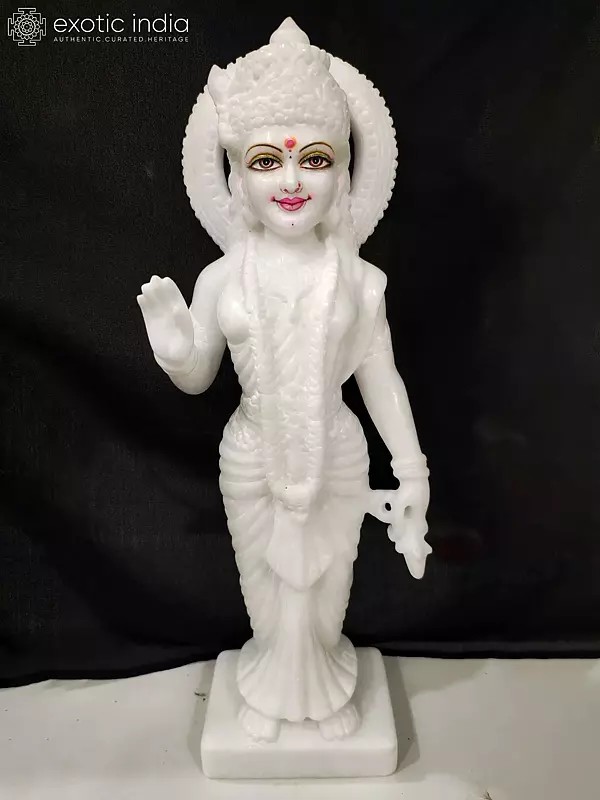 18" Standing Goddess Radha Vietnam Marble Idol | Hand Carved Statue