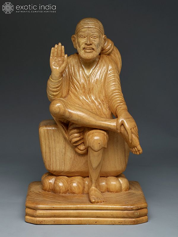 12" Blessing Sai Baba | Wood Carving