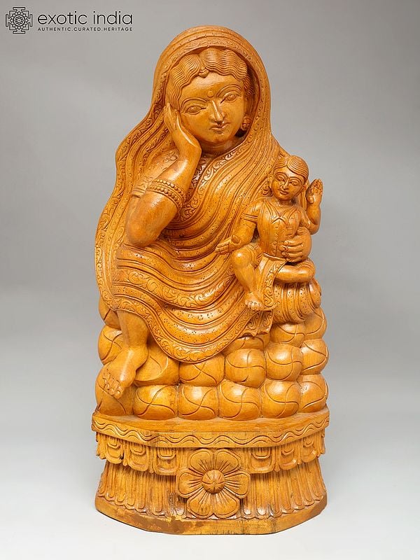 24" Mother with Child | Wood Carving