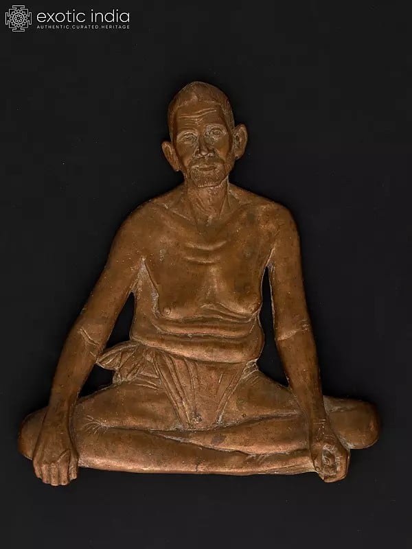 9" Lifelike Statue of Ramana Maharhi in Bronze | Wall Hanging