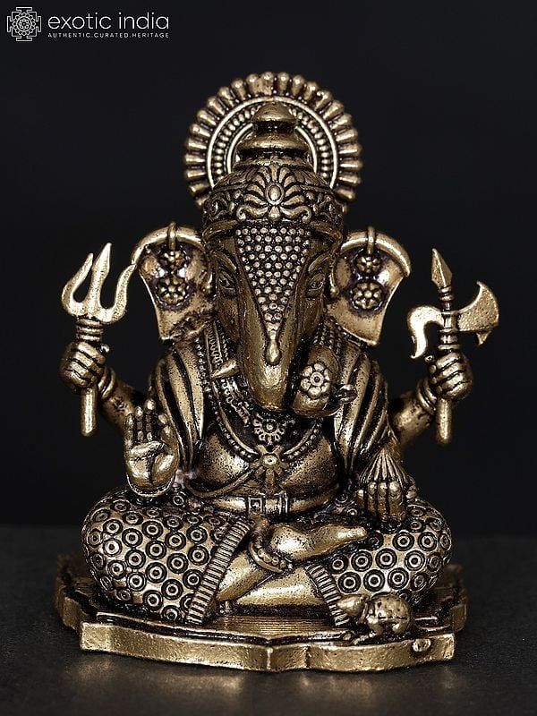 2" Small Superfine Sitting Lord Ganesha | Brass Statue