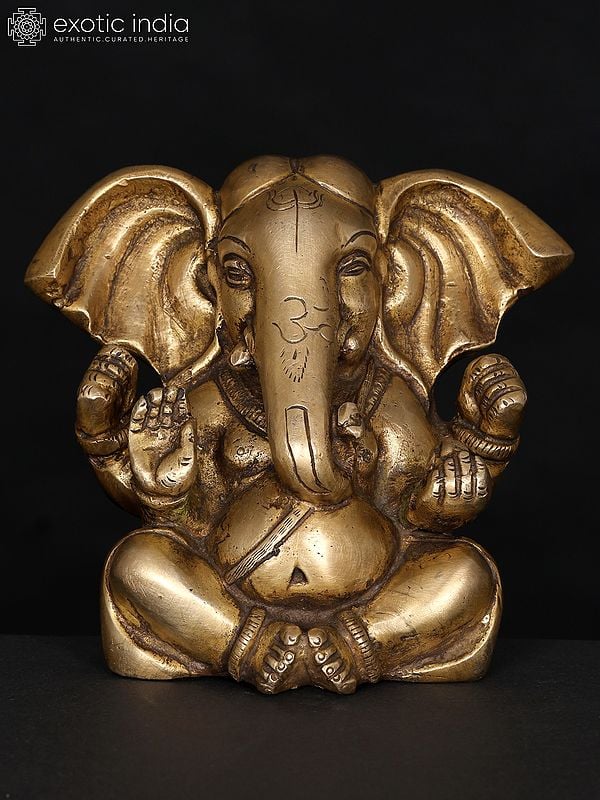 5" Small Large Ears Blessing Lord Ganesha | Brass Statue