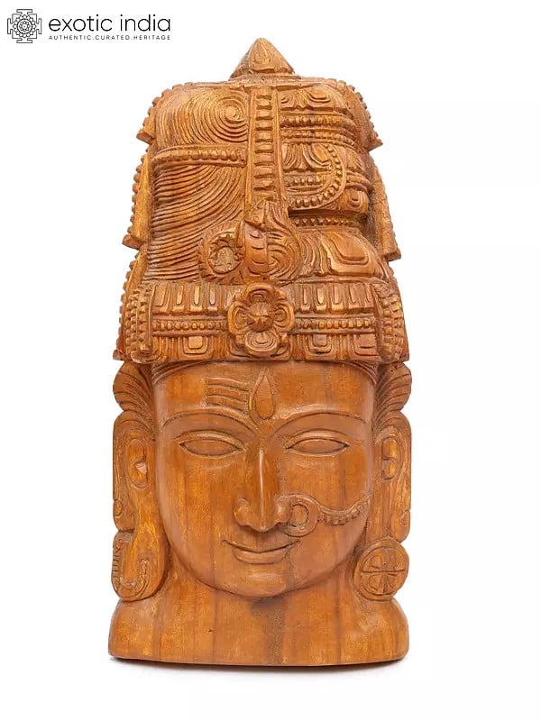 24" Ardhanarishvara Wall Hanging Head | Wood Carving