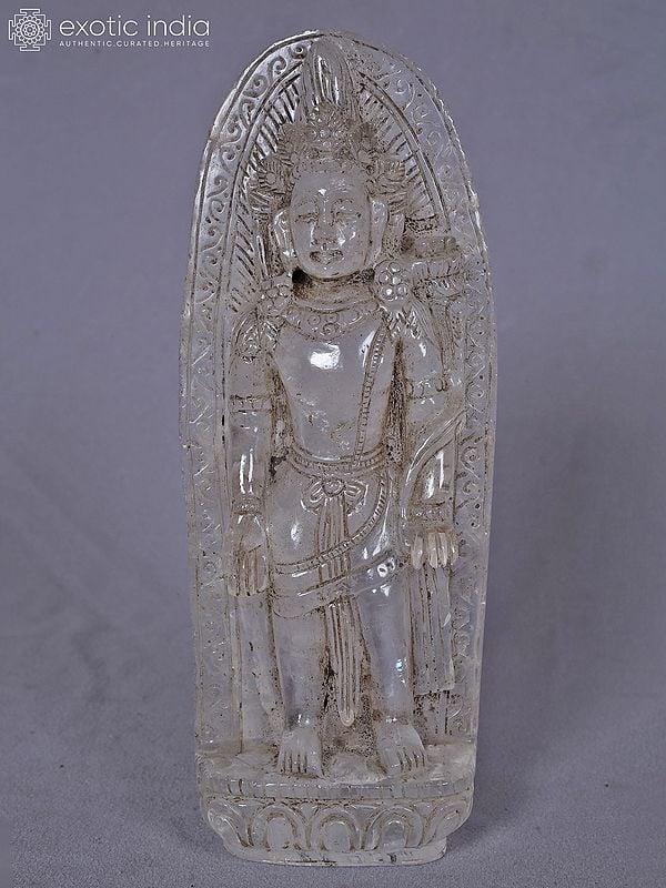 9.5" Standing Crystal Lord Lokeshvara Statue From Nepal