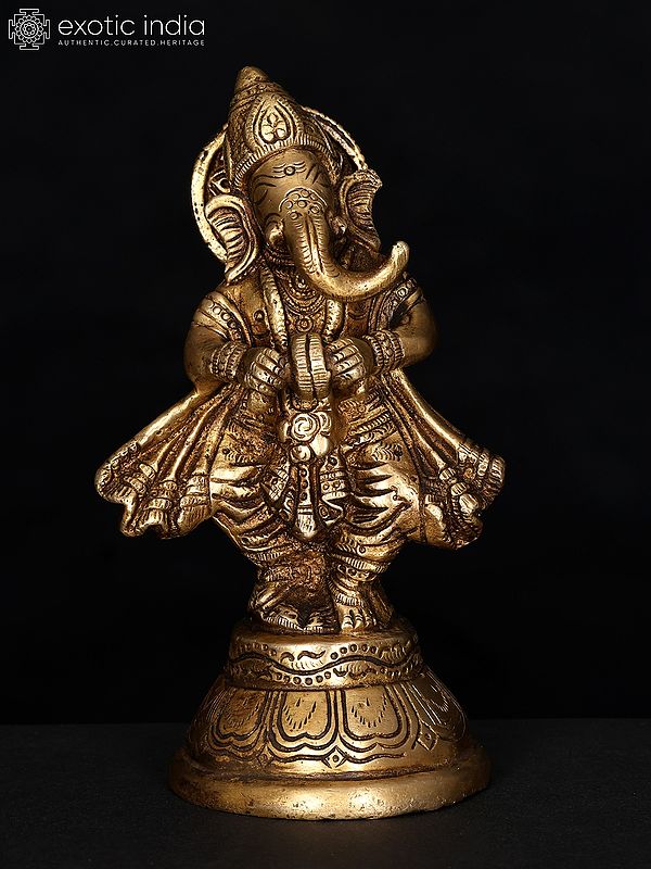 6" Small Dancing Lord Ganesha | Brass Statue