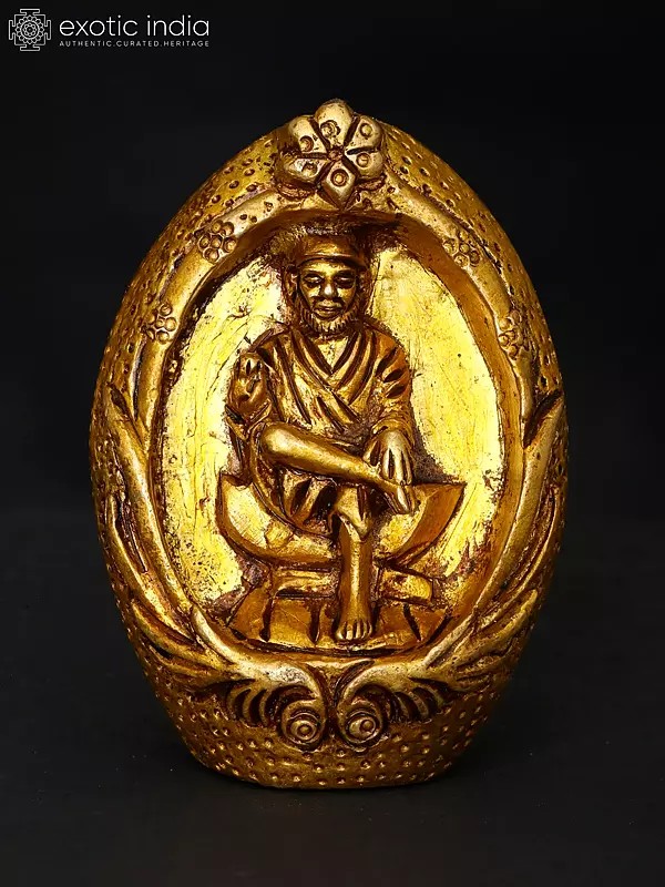 3" Small Oval Shaped Sai Baba Statue in Brass