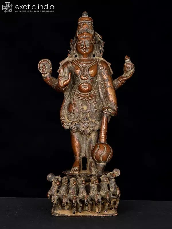 6" Small Standing Lord Surya | Copper Statue