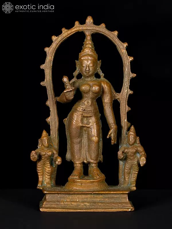 3" Small Standing Goddess Parvati | Bronze Statue