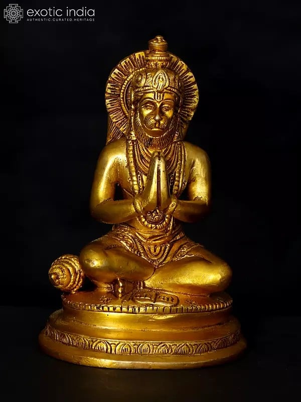 6" Small Lord Hanuman in Namaskar Mudra | Brass Statue