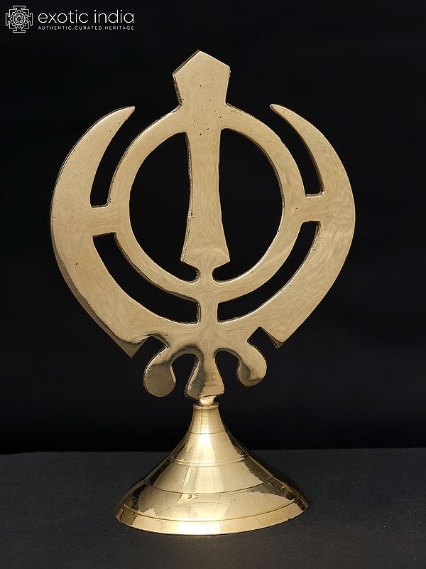 6" Waheguru Khanda Sahib - Sikh Religious Symbol in Brass