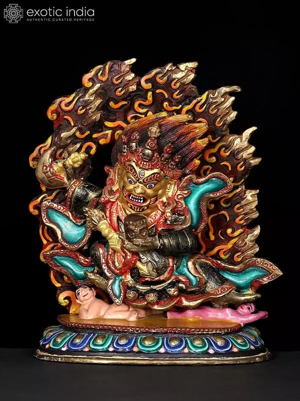 Tibetan Buddhist Two-Armed Mahakala Copper Sculpture - Made in Nepal