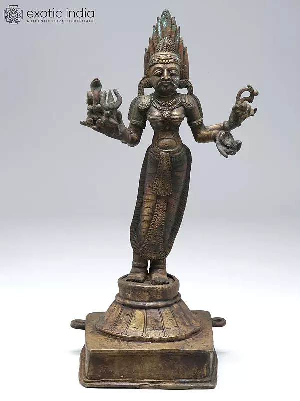 18" Goddess Kali Brass Idol from Kerala | Handmade | Made in India