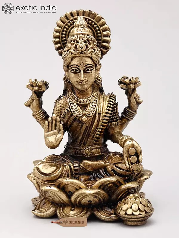 Small Superfine Dhanlakshmi on Lotus – Goddess of Wealth & Prosperity | Ideal for Puja