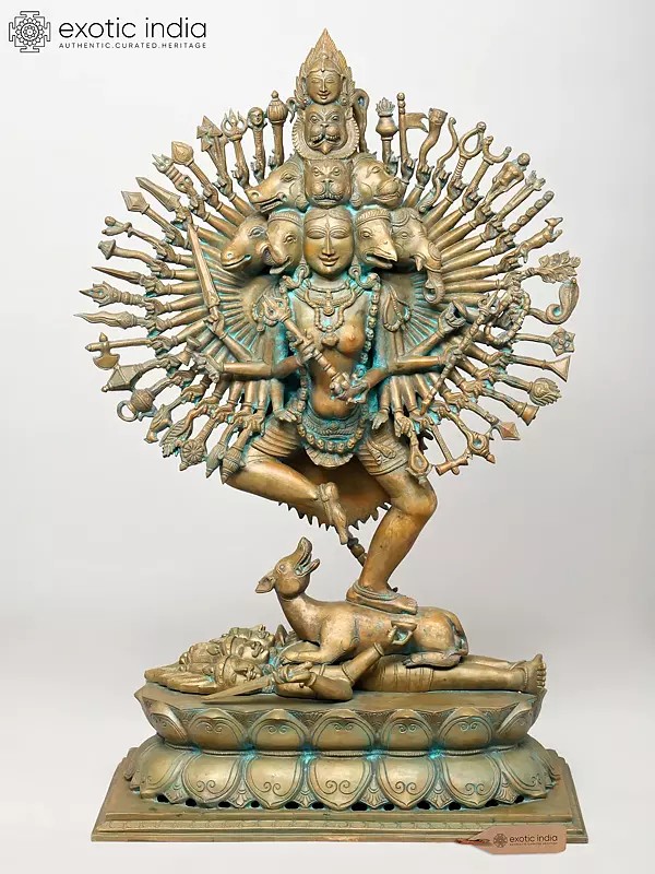36" Bronze Guhya Kali Tandava Idol | without Prabhavali | – Handcrafted Hindu Goddess Statue