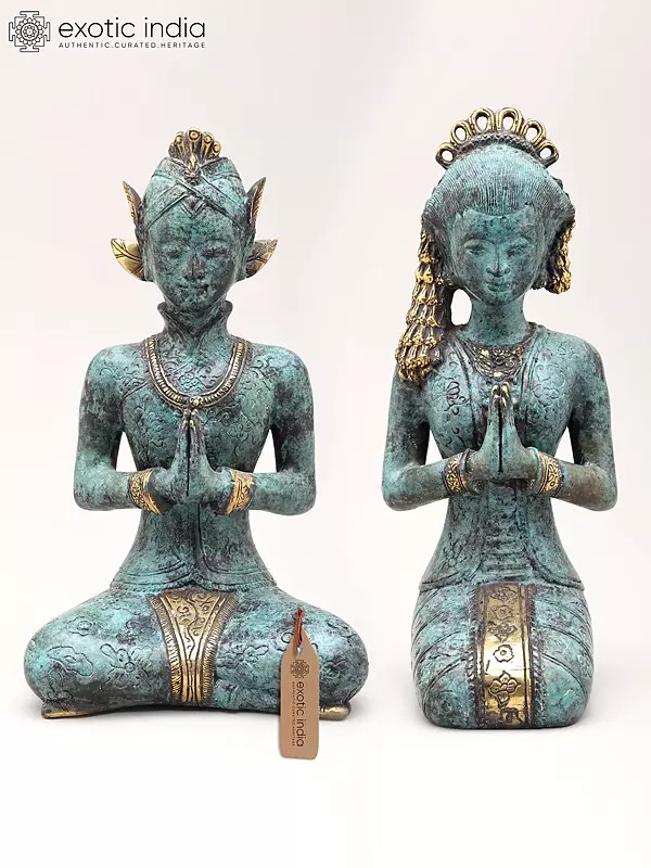 10" Thai Thepphanom (Guardian Angel) | Pair of Brass Statues