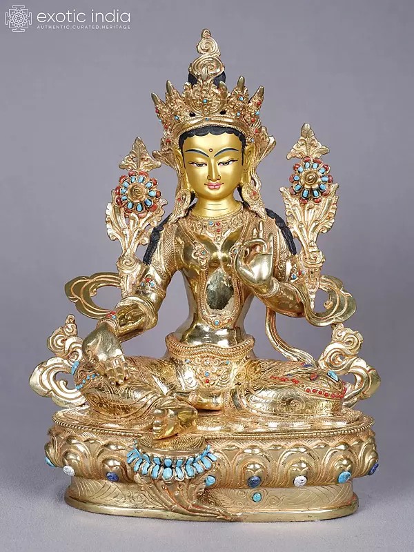 Goddess Green Tara - Tibetan Buddhist | Copper with Gold Plated | Handmade Exquisite Art