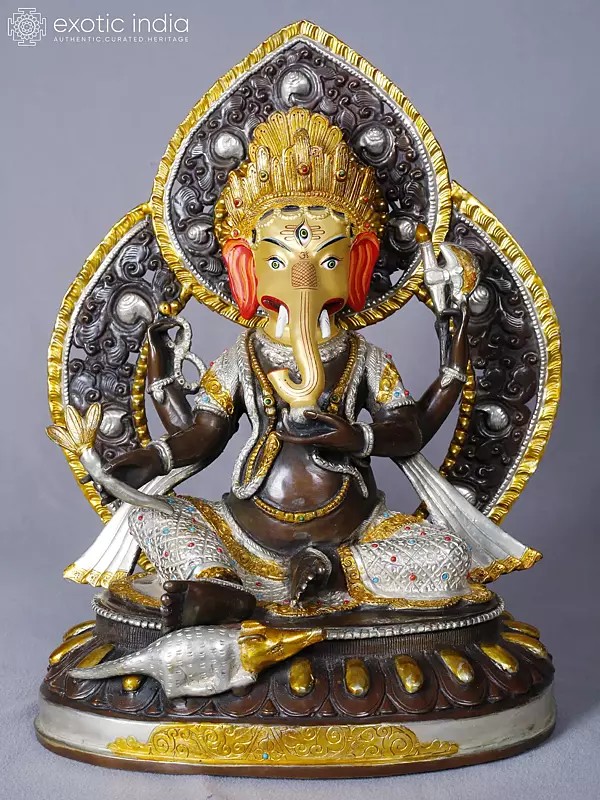 Lord Ganesha Idol | Copper with Gold Plated | Handmade Exquisite Art