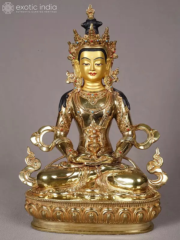 Lord Aparmita Buddha Idol | Copper with Gold Plated | Handmade Exquisite Art