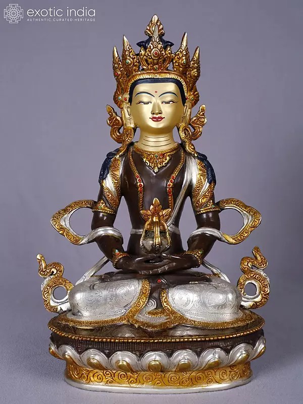 Lord Aparmita Buddha Nepali Idol | Copper with Gold and Silver Plated | Handmade Exquisite Art