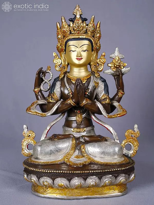 Lord Kharchedi Buddhist Deity | Copper with Gold and Silver Plated | Handmade Exquisite Art