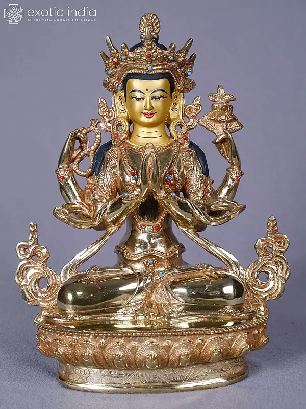 Buddhist Deity Lord Kharchedi | Copper with Gold Plated | Handmade Exquisite Art
